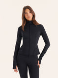 Black Peplum Hem Gym Jacket