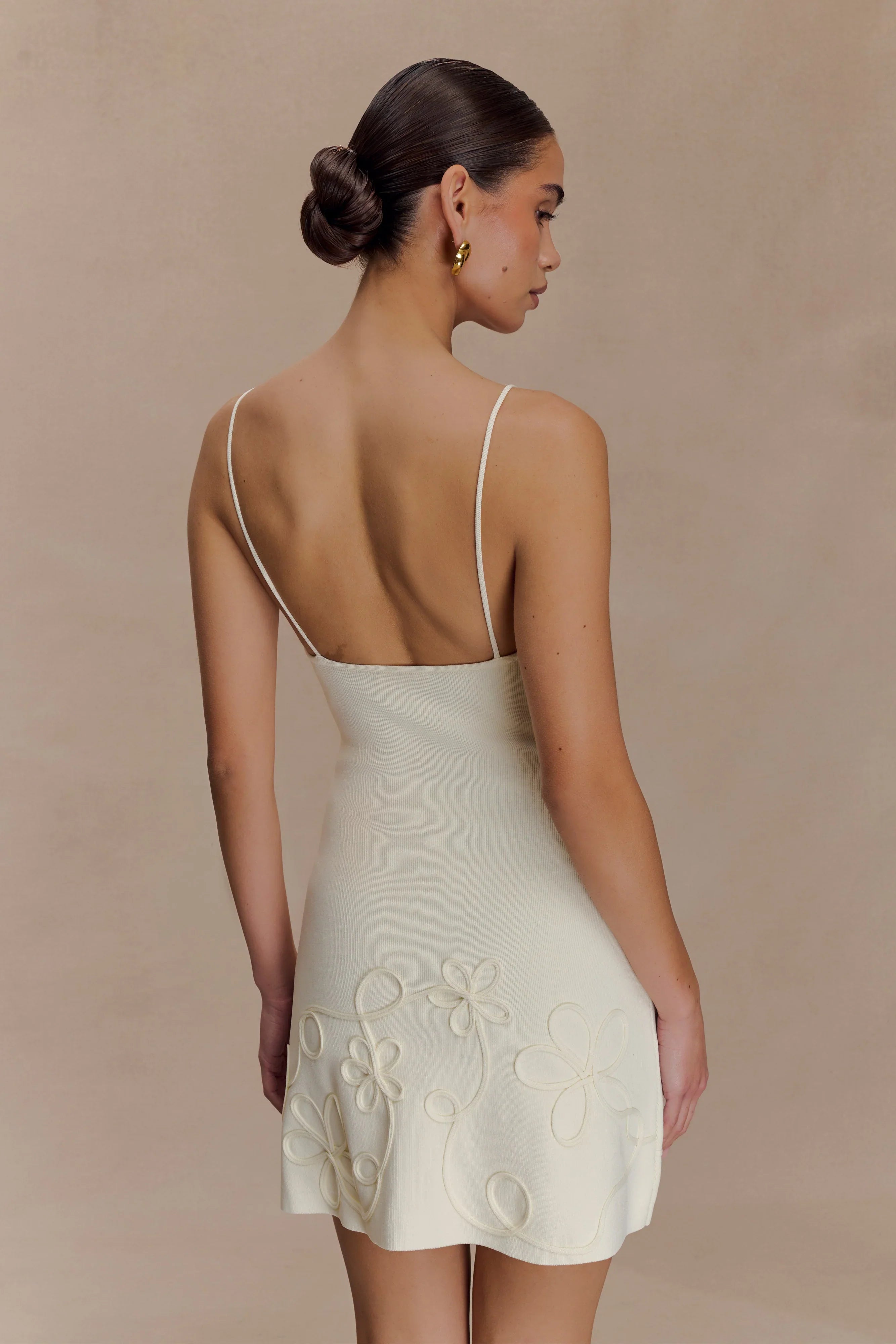 Brullo Embroidery Knit Mini Dress Ivory