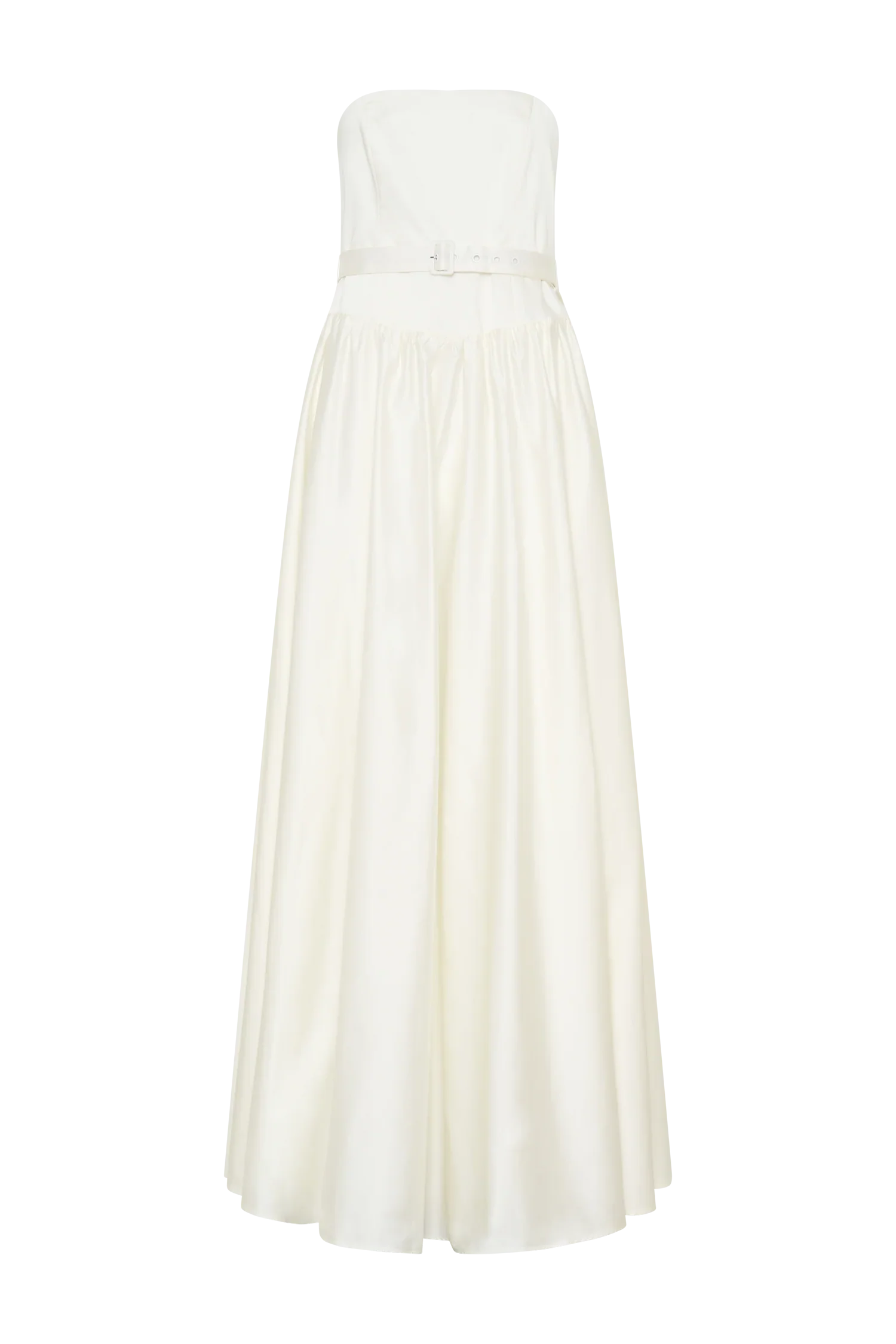 Florence Strapless Belted Maxi Dress White
