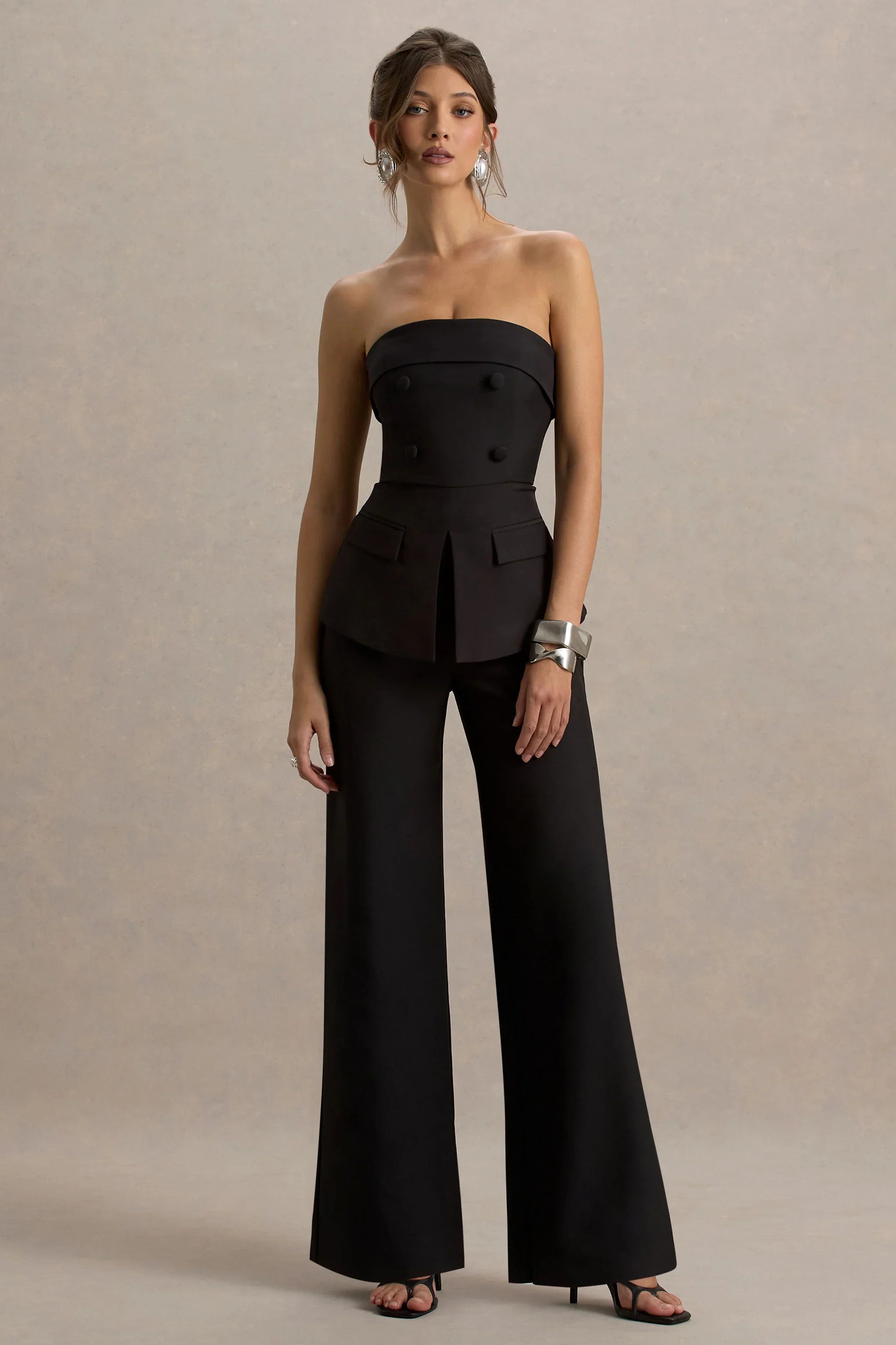 Noemi Black Bandeau Tailored Jumpsuit