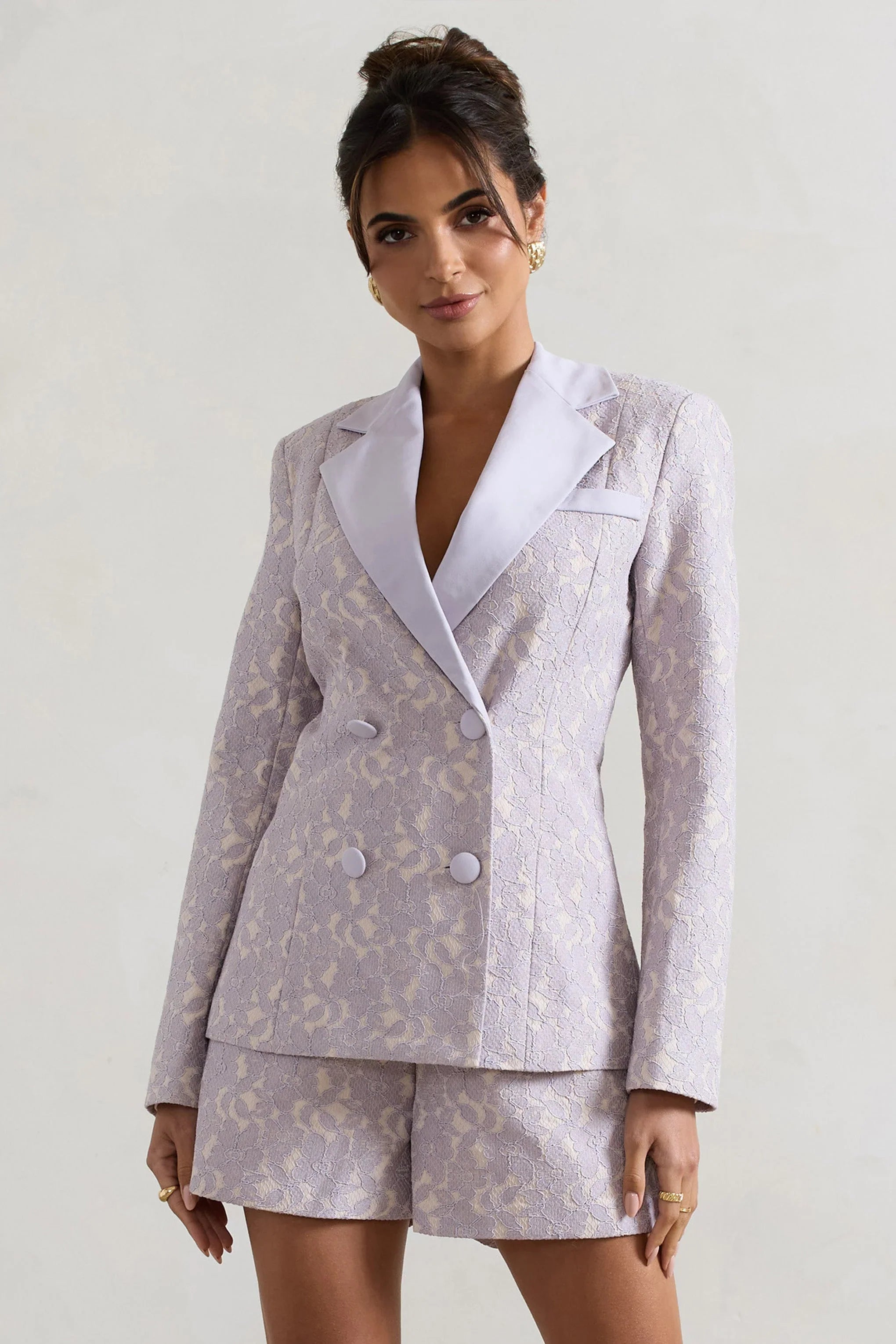 Kennedy Mauve Lace Tailored Blazer