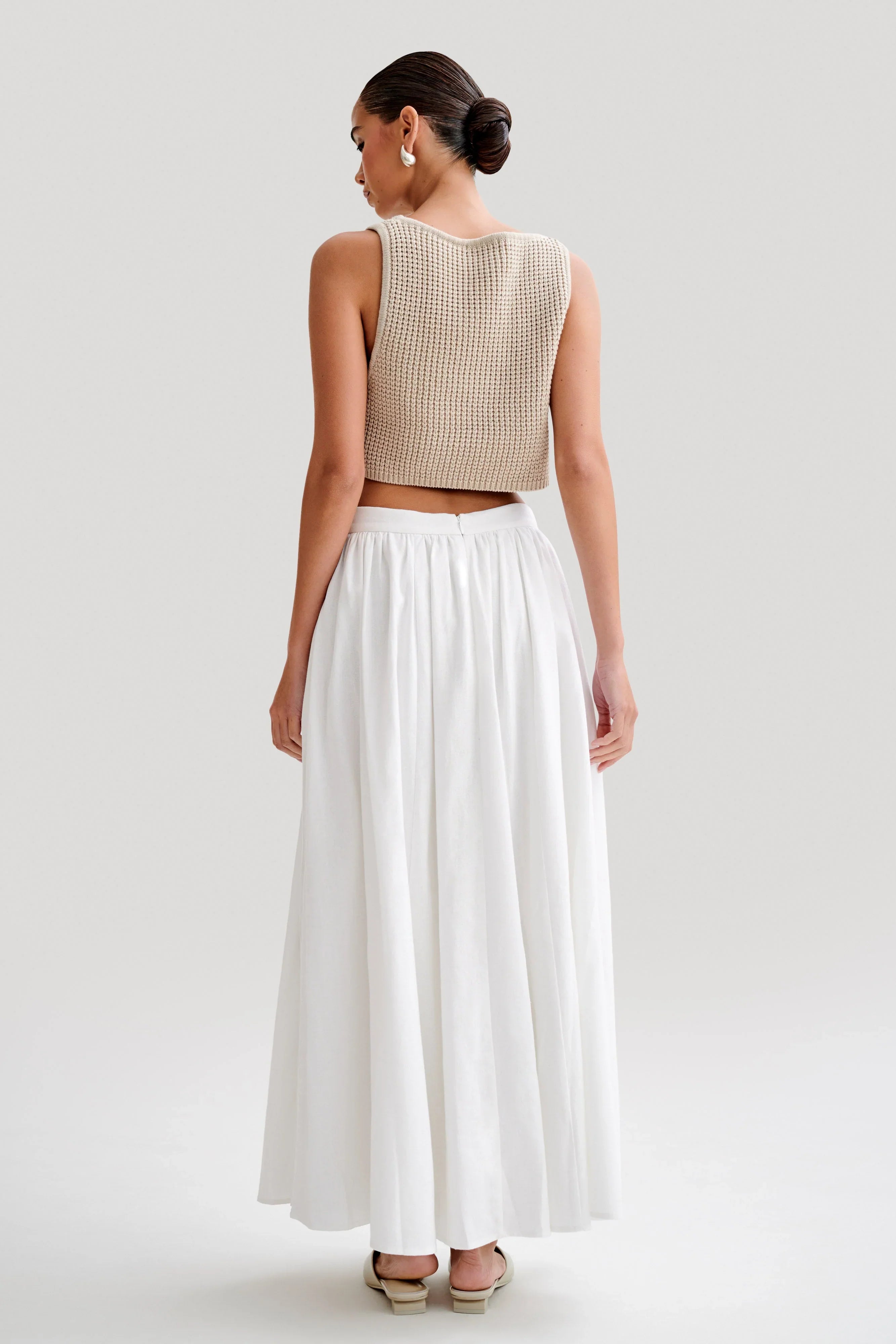 Clarence Linen A Line Maxi Skirt White