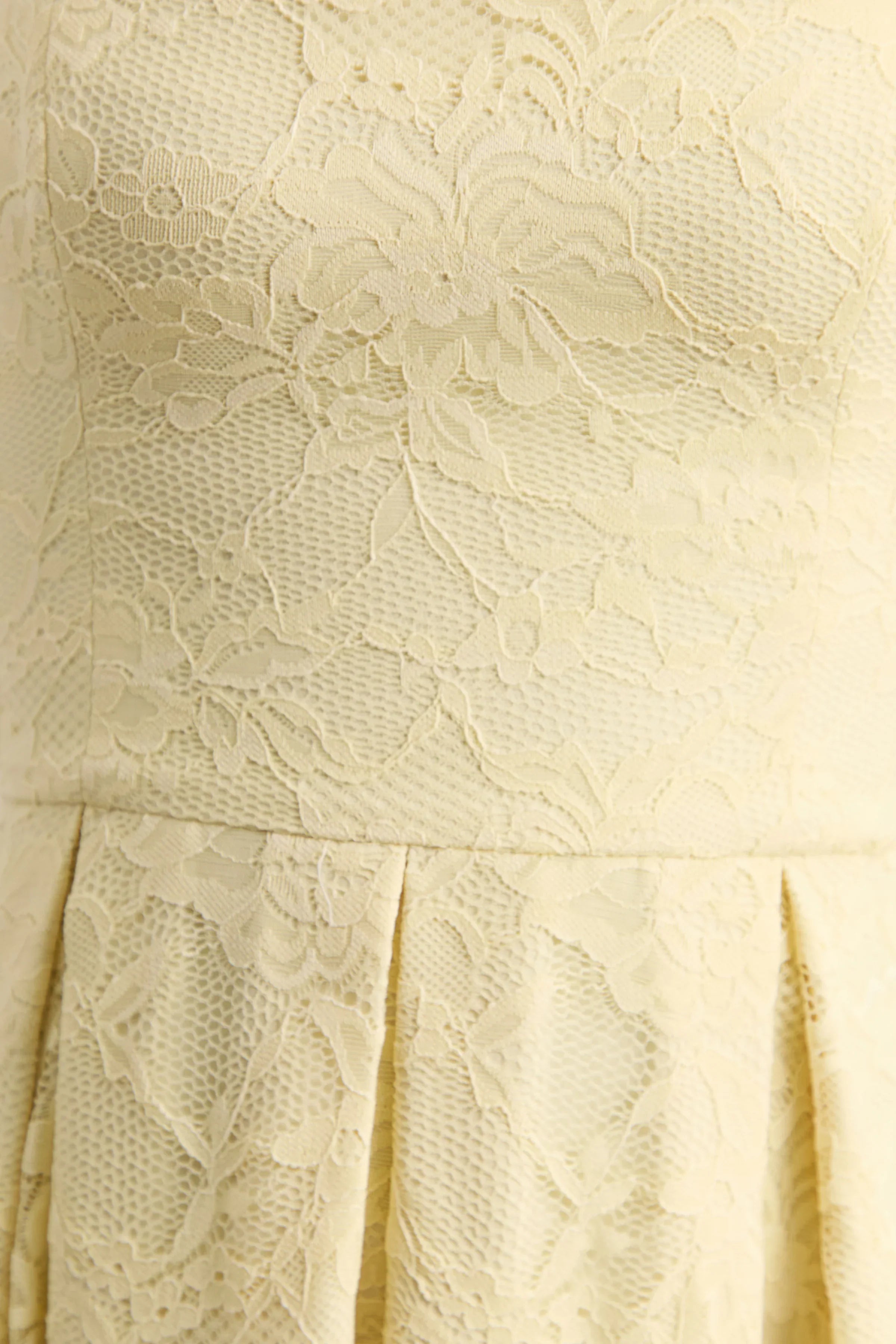 Ashmara Lemon Lace Square Neck Midi Dress