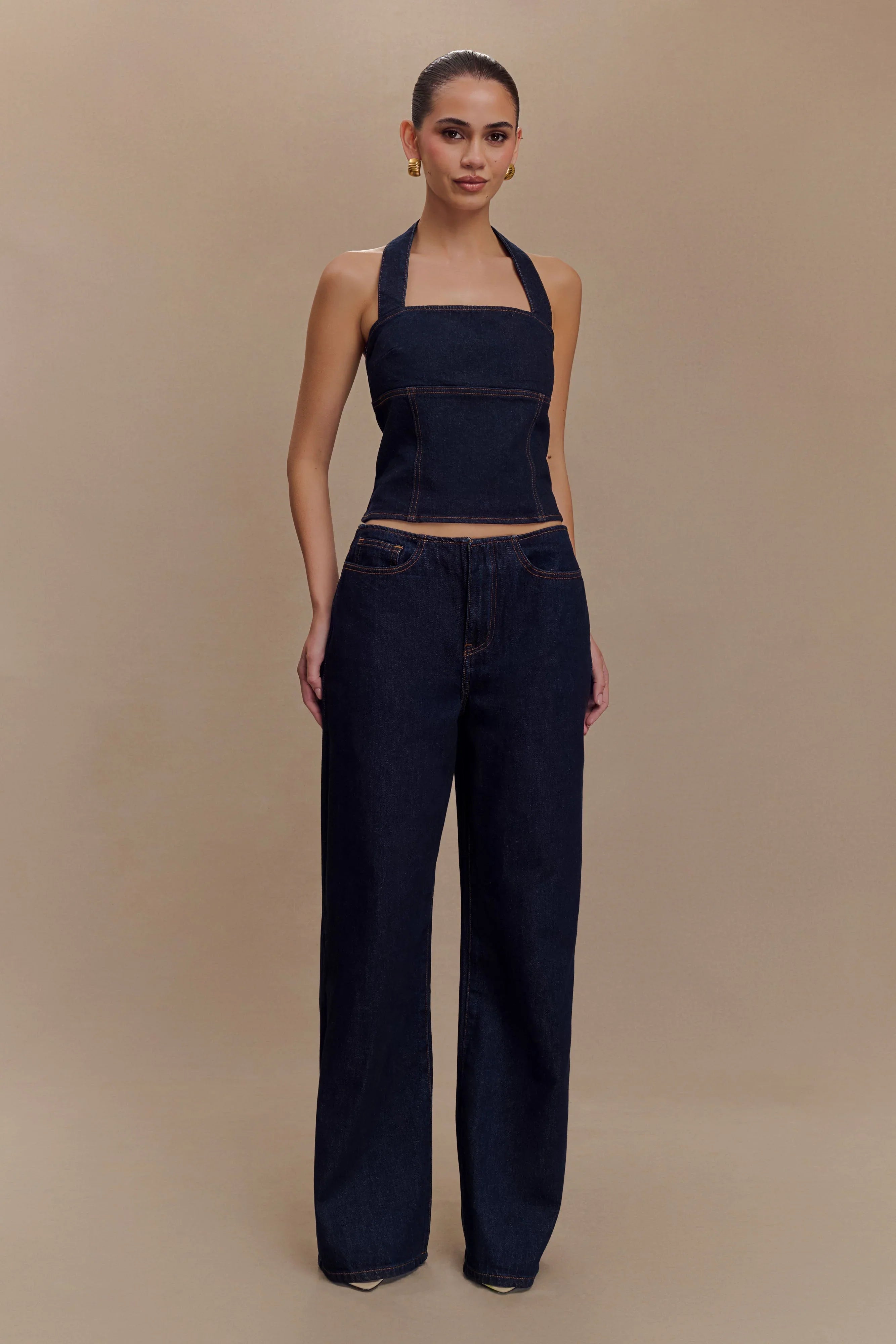 Caitlin Mid Rise Denim Jeans Indigo Blue