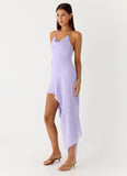 Sunmi Asymmetric Cowl Midi Dress Lavender