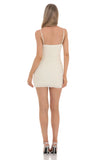 Layered Ruffle V Neck Dress in Cream