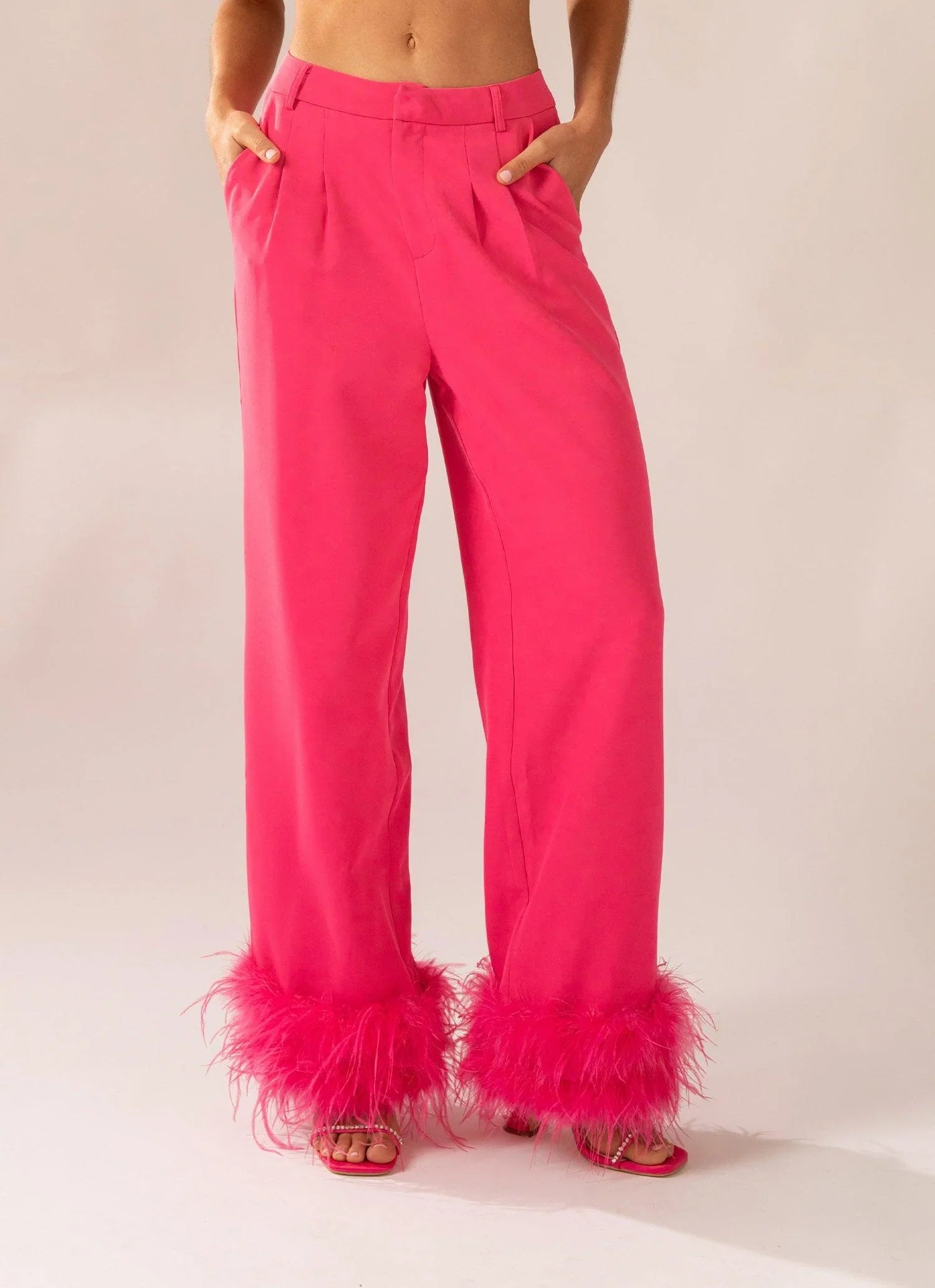 Shake It Off Feather Pants Magenta