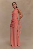 Daria Draped Chiffon Maxi Dress Pastel Nectarine