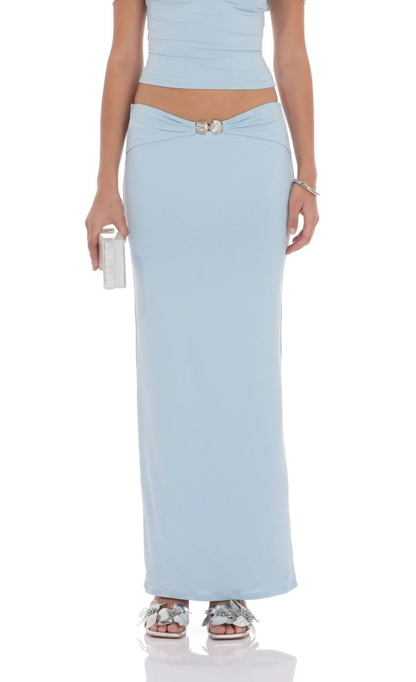 Embellished Skirt in Light Blue