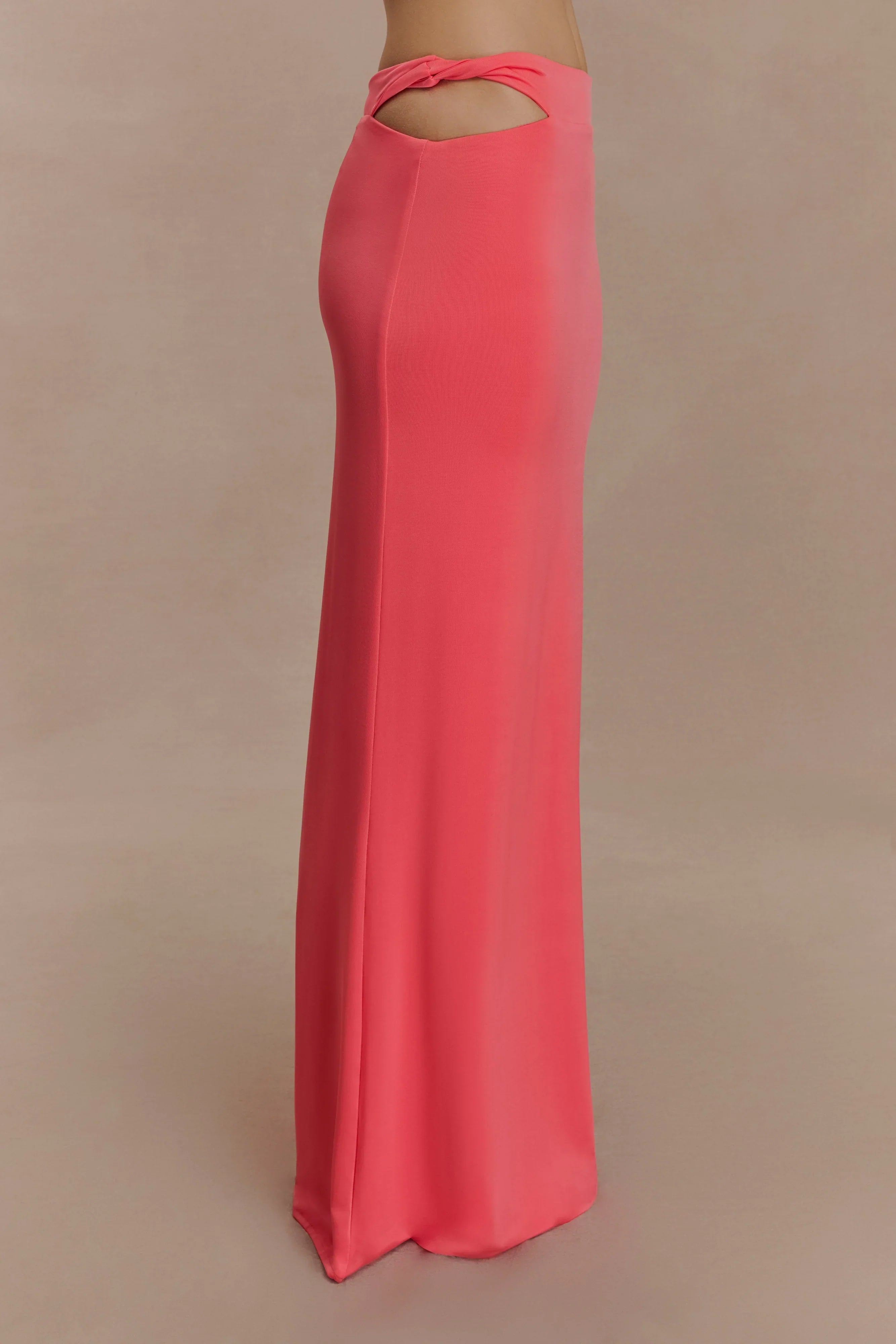 Haven Slinky Twist Midi Skirt Coral