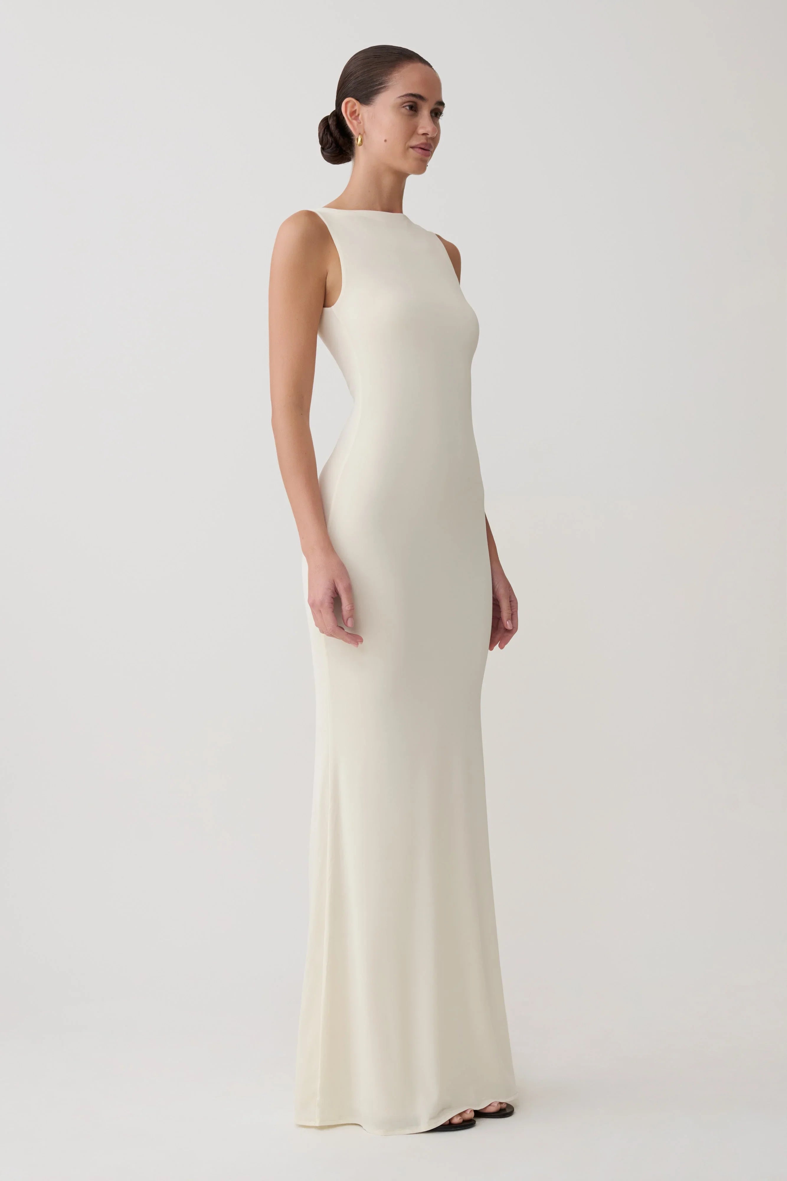 Tarna Sleeveless Slinky Maxi Dress Bone