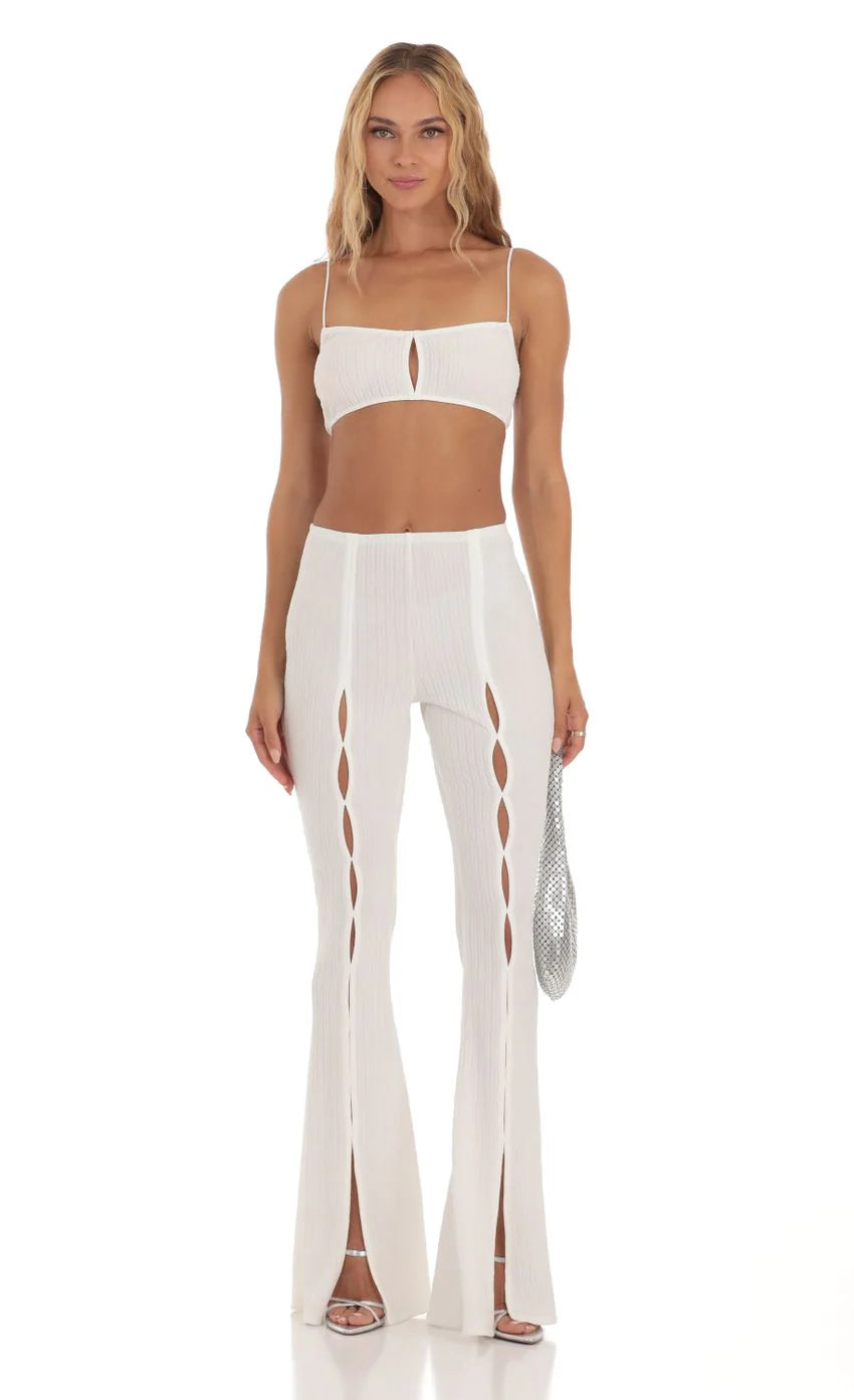 Crinkle Two Piece Set in White