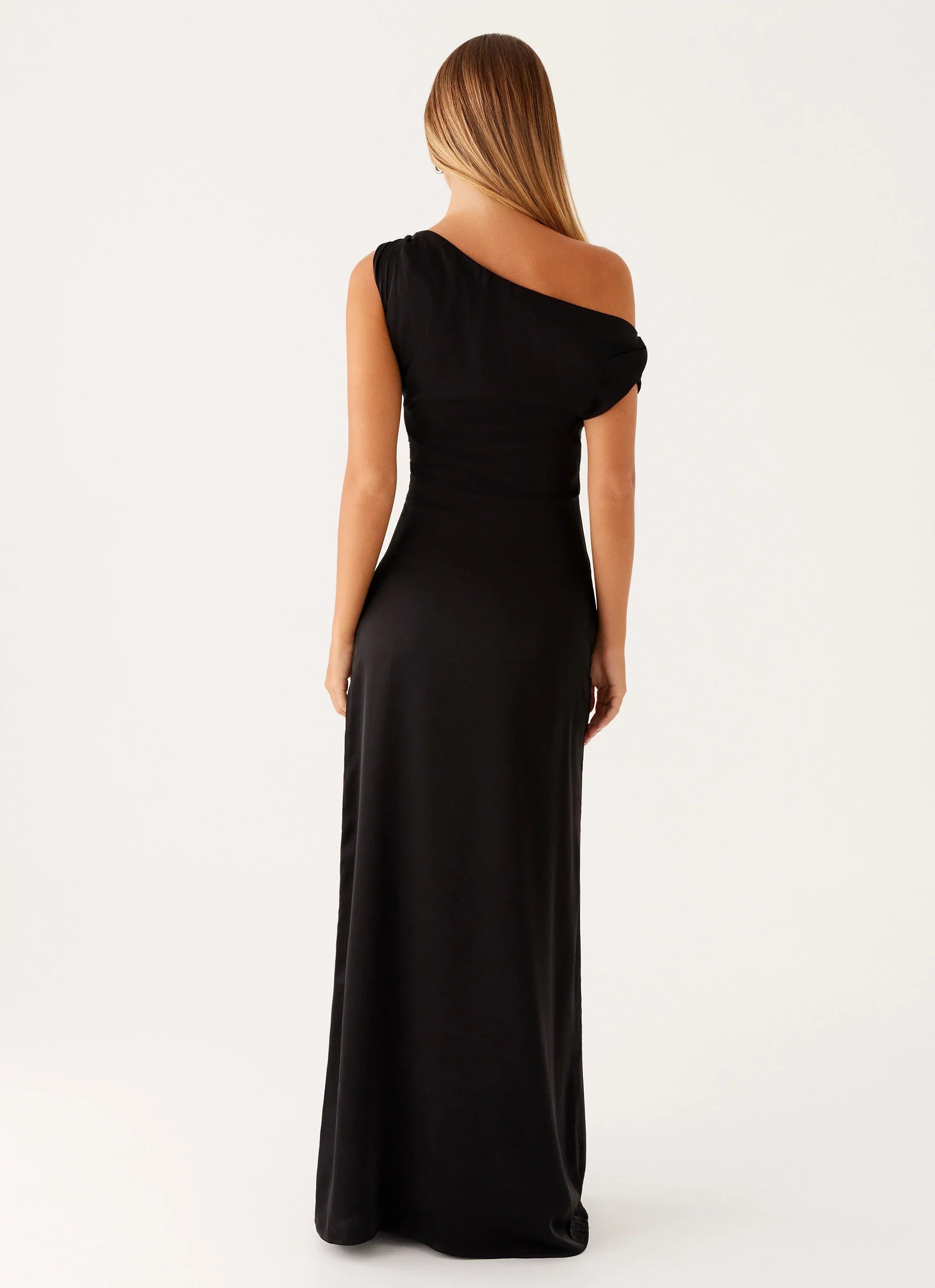 Heart Of Glass Satin Maxi Dress Black