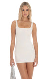 Scoop Neck Back Bow Bodycon Dress in White