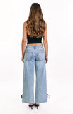 Willabelle Light Wash Denim Bow Hem Low Rise Jeans