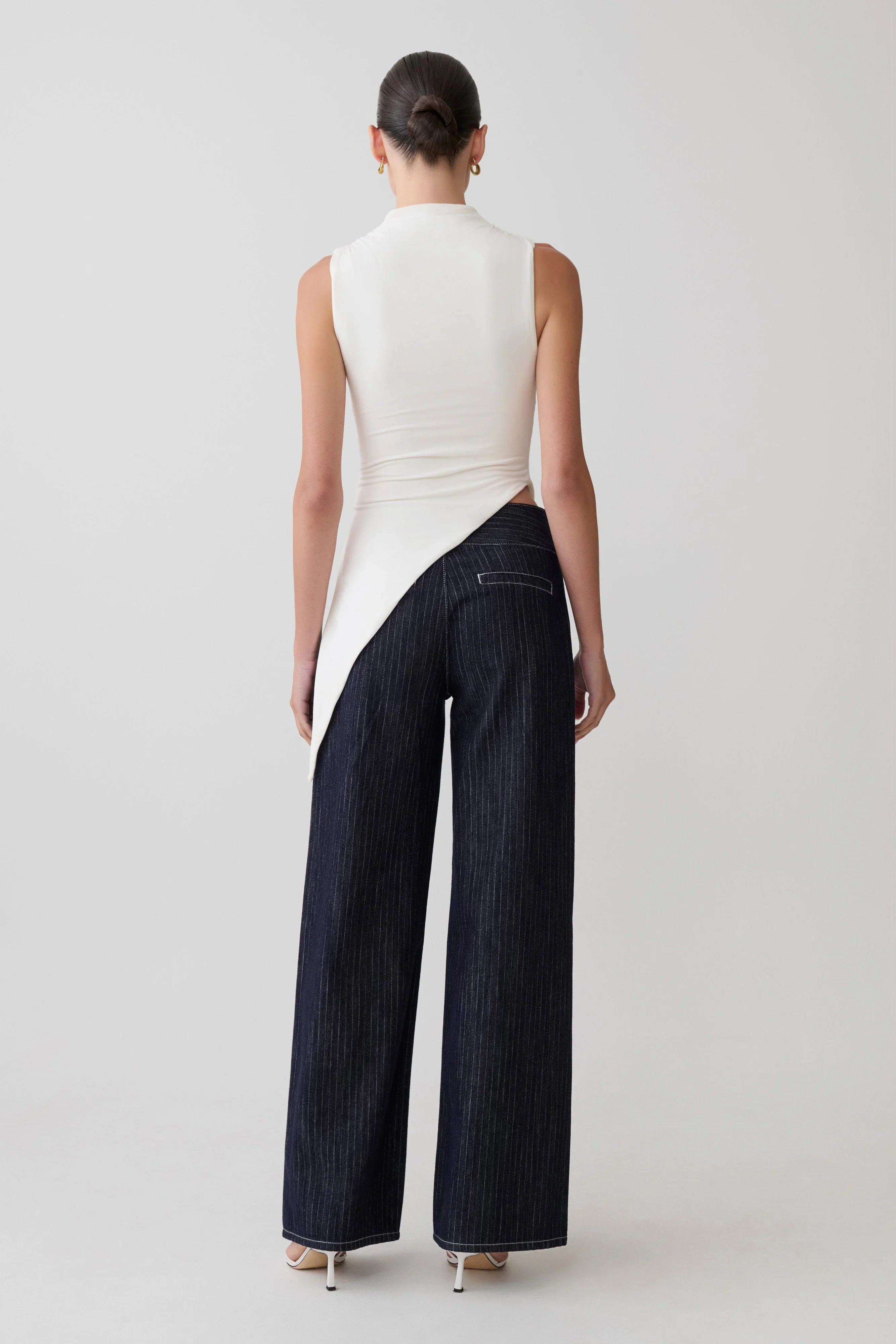 Suong High Neck Gathered Top White