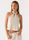Maddox Linen Top Oat