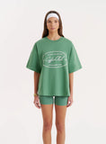 Green Coffee Club Slogan Oversized T shirt