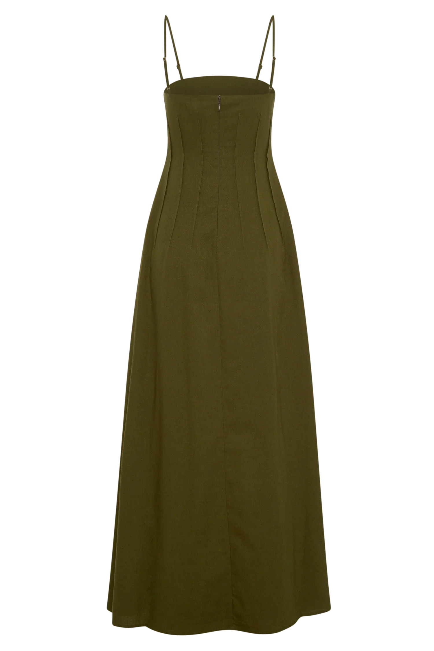 Sofie Pintuck Linen Maxi Dress Khaki