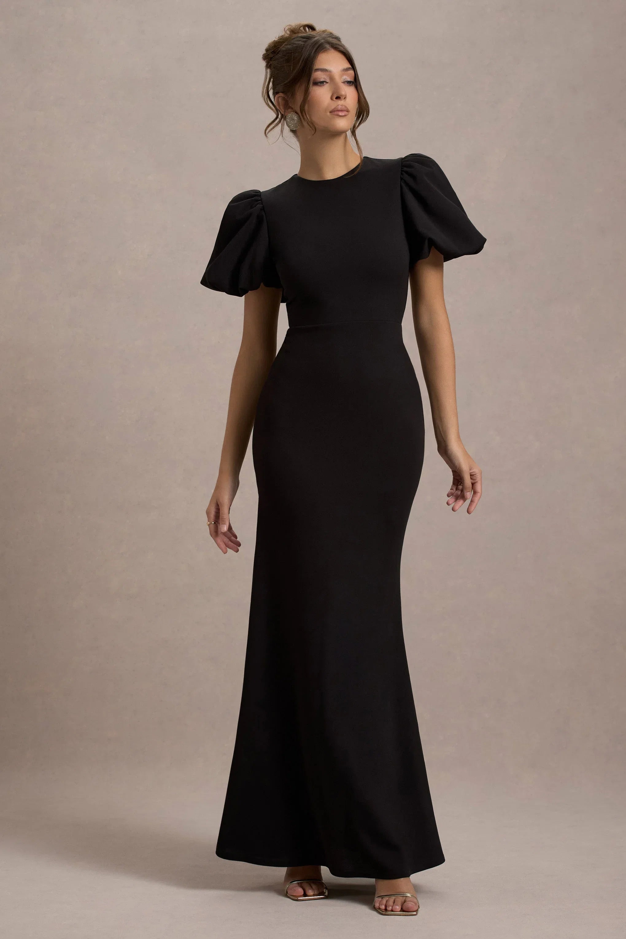 Love Letters Black Puff Sleeve Maxi Dress