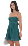 Shimmer Front Twist A line Dress in Teal