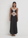 Black Satin Lace Slip Dress