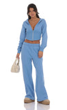 Cropped Pointed Hoodie in Light Blue