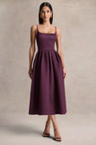 Jamila Plum Scoop Neck Midi Dress