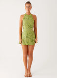 Leo Beaded Mini Dress Green
