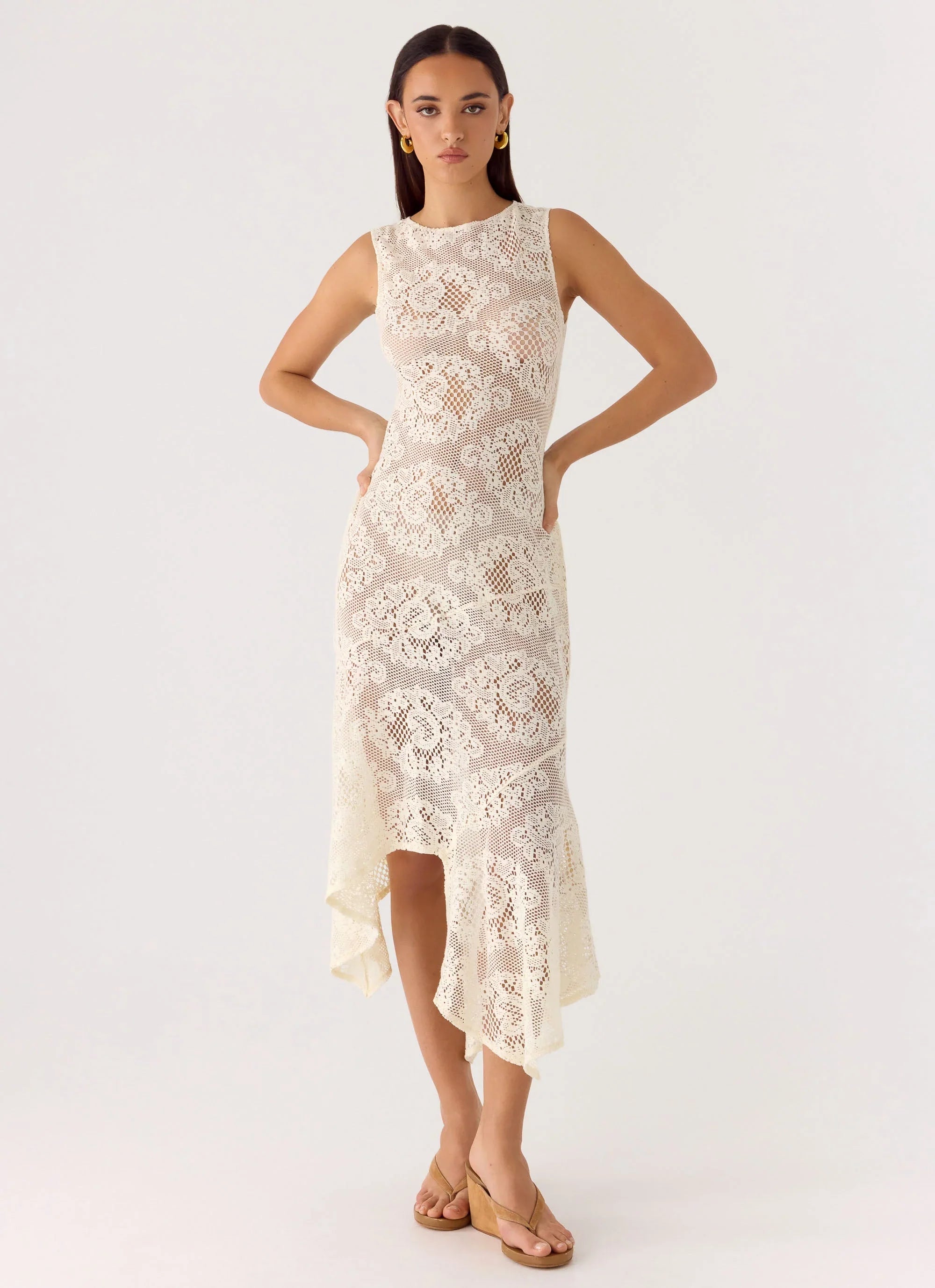 Janayia Midi Dress Ivory
