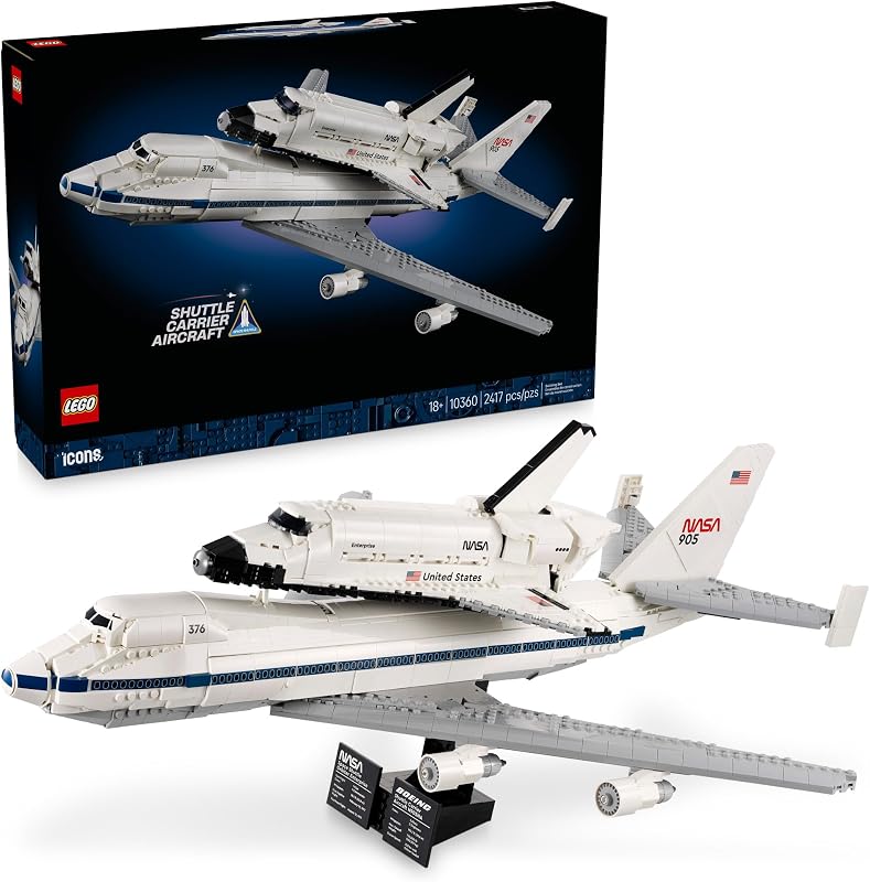 LEGO Icons Shuttle Carrier Aircraft Building Set for Adults Spaceship Airplane Model Kit for Adults Ages 18 Air Space Decor Gift for Birthdays 10360