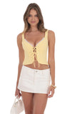 Front Tie Vest Top in Yellow