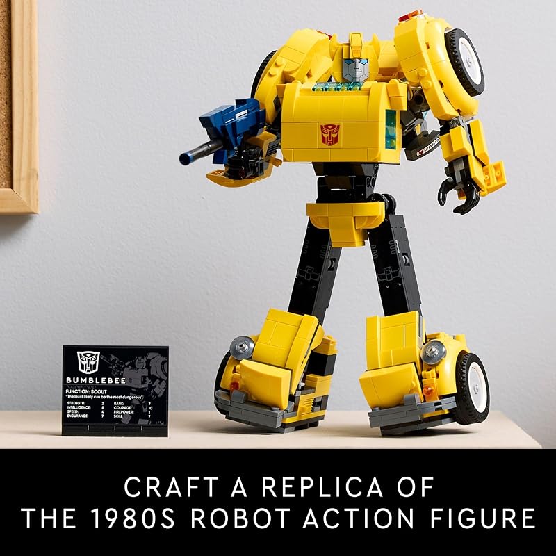 LEGO Icons Transformers Bumblebee Action Figure Collectible Robot Gift for Adults Movie Themed Model Building Set for Sci Fi Enthusiasts and Transformers Fans Converts to Vehicle Mode 10338