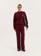 Burgundy Logo Detail Knitted Jumper