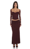 Lace Flare Maxi Skirt in Deep Wine