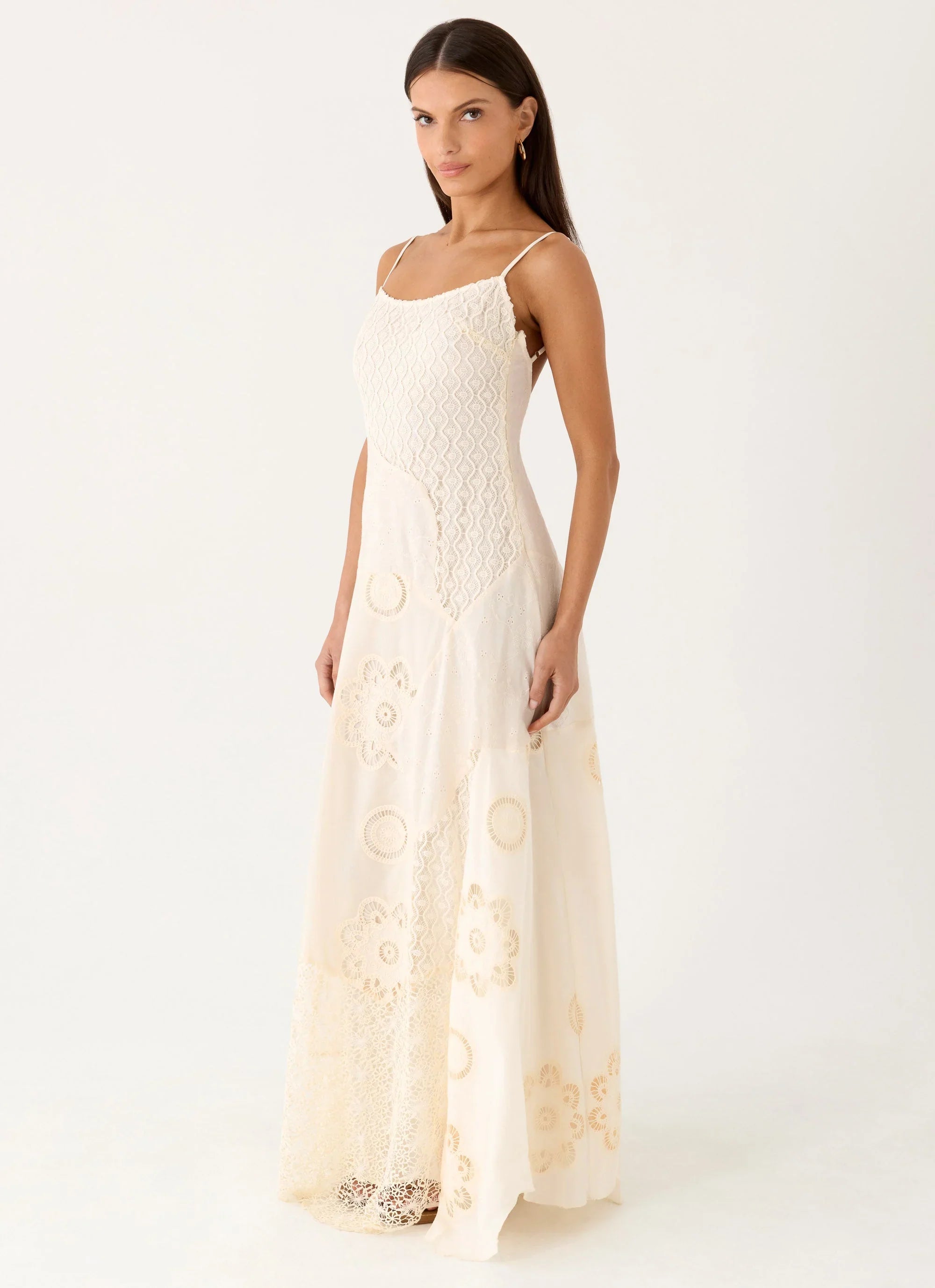 Fabienne Spliced Cotton Maxi Dress Ivory