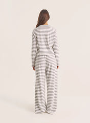 Grey Striped Jersey Rib Trousers