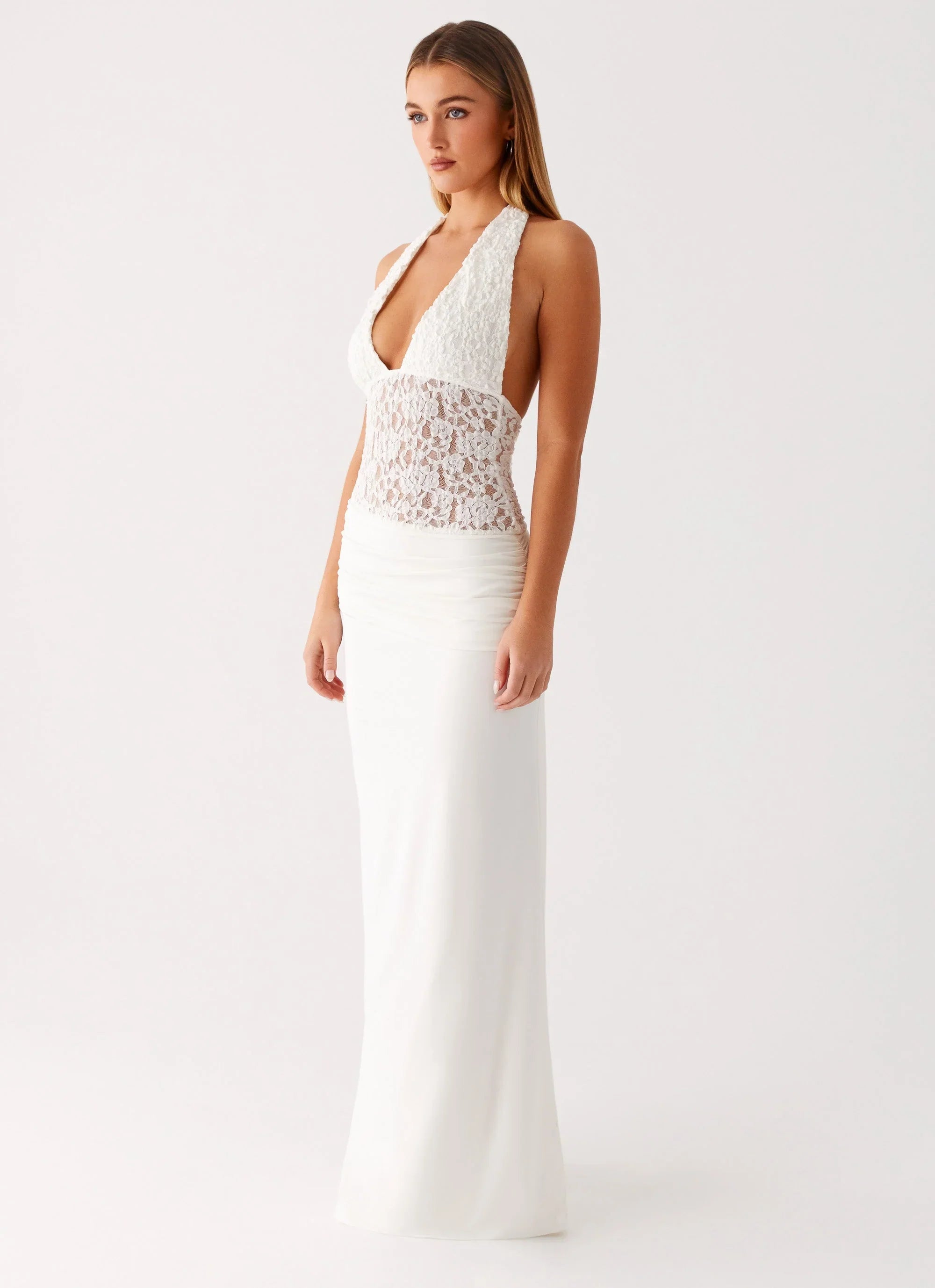 Miri Halter Maxi Dress Ivory