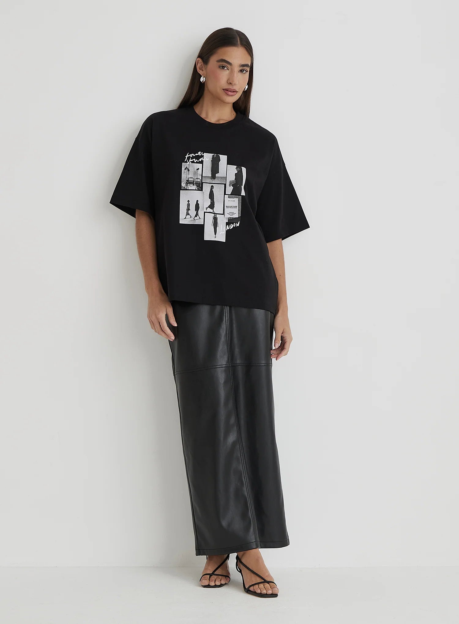 Black Catwalk Polaroid Graphic T Shirt