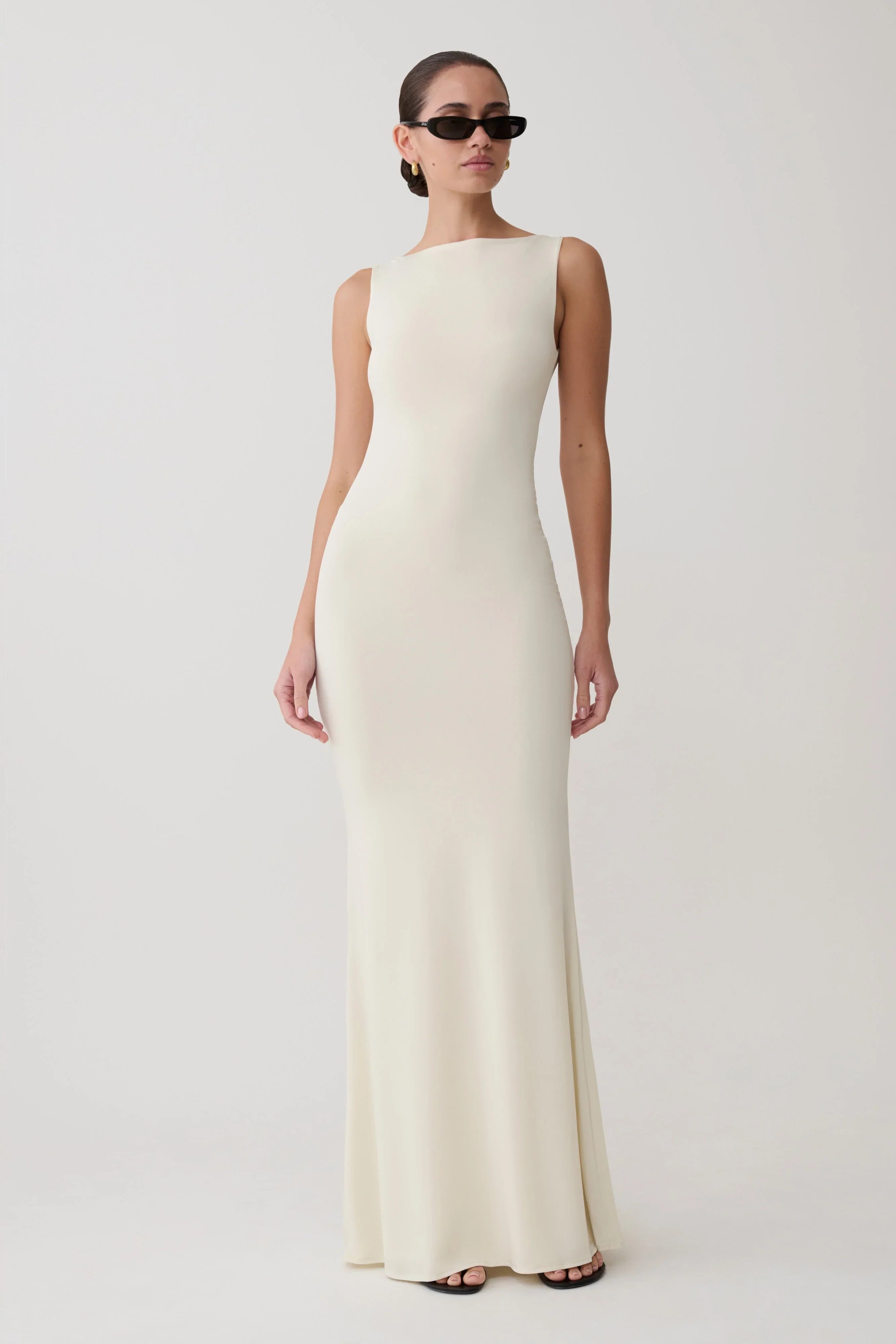 Tarna Sleeveless Slinky Maxi Dress Bone