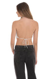 Sequin Plunge Top in Silver