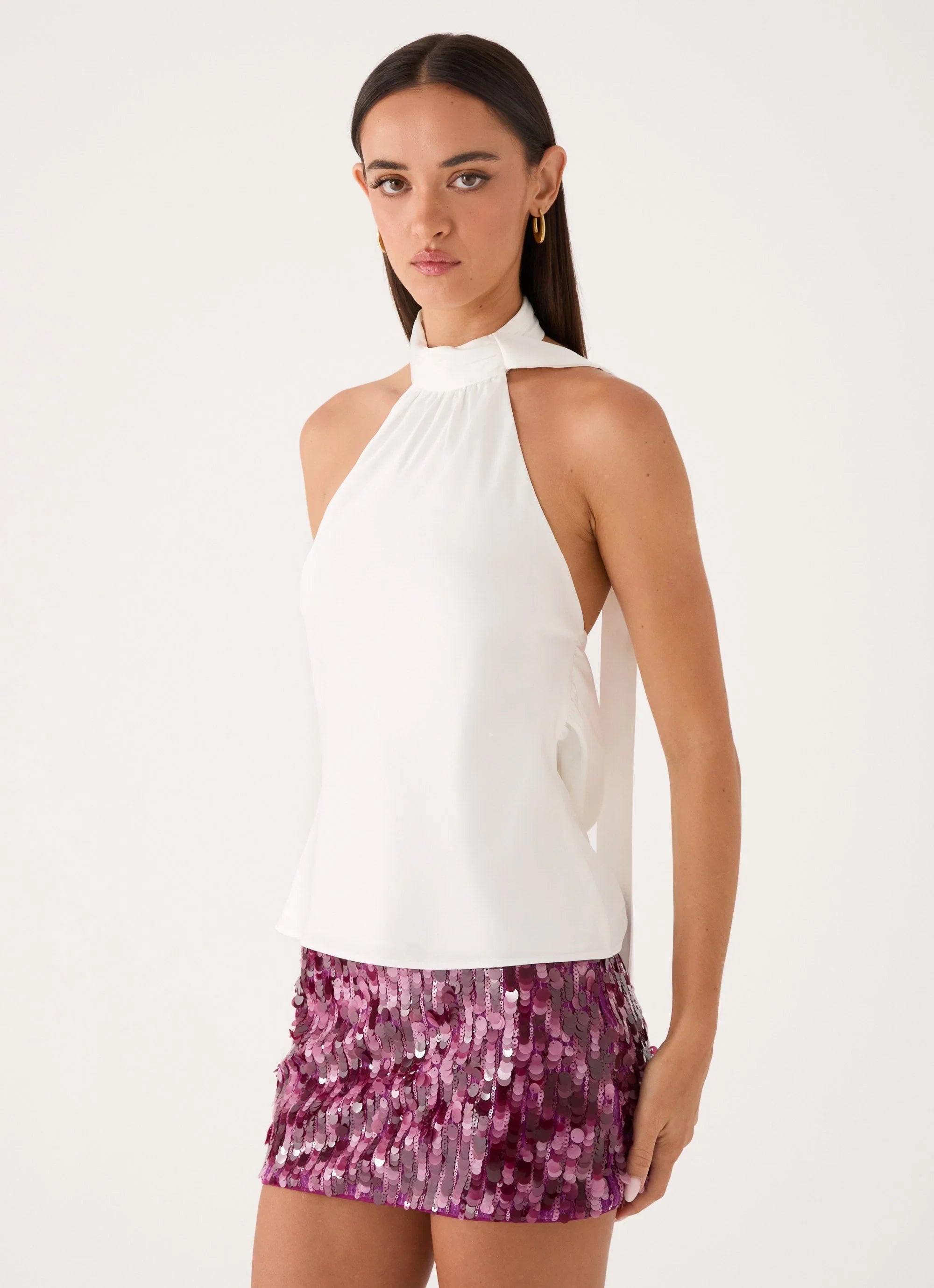 Keena Scarf Top Ivory