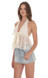 Lace Babydoll Halter Top in Ivory