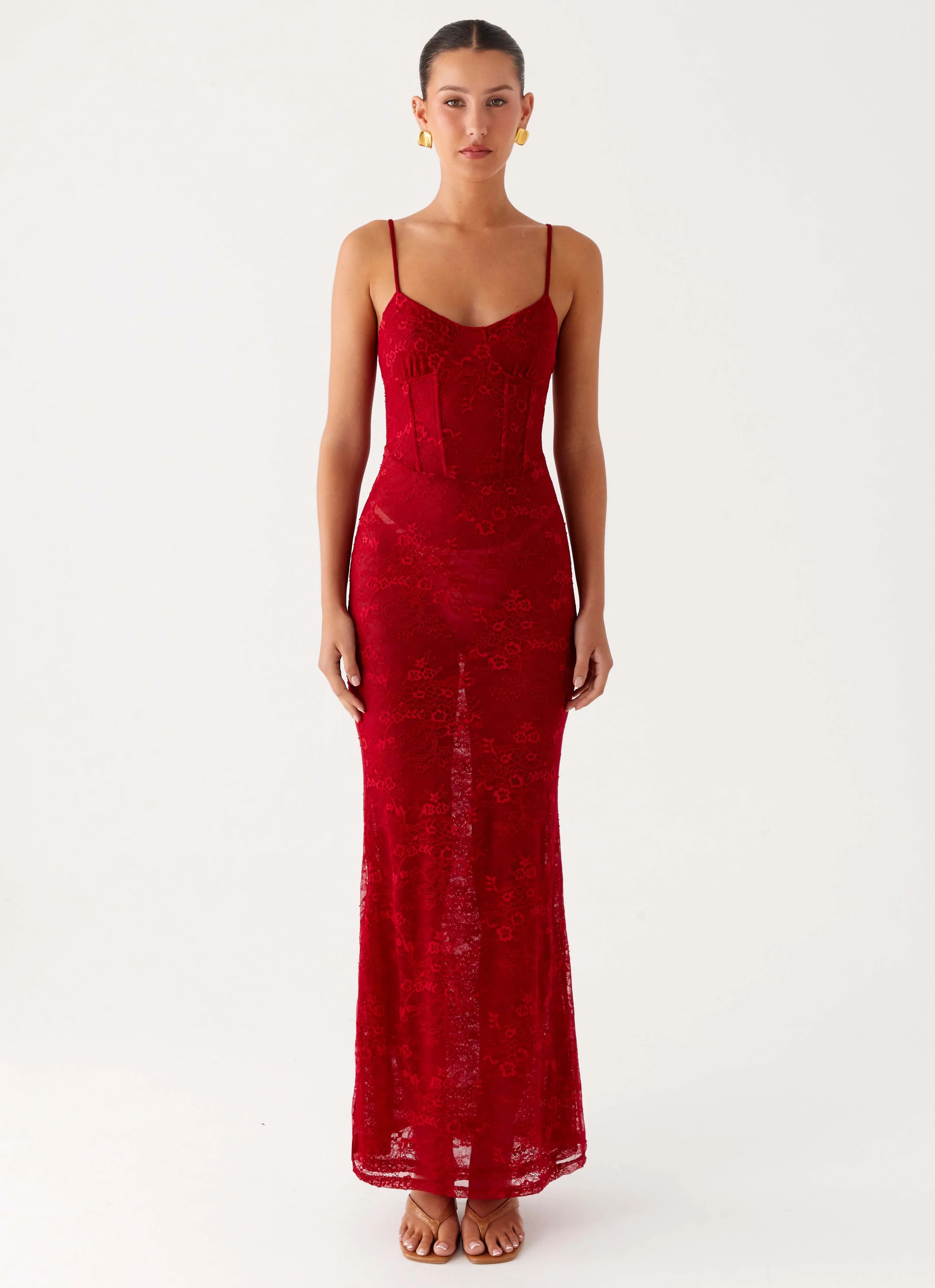 Rosa Corset Maxi Dress Red