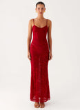 Rosa Corset Maxi Dress Red