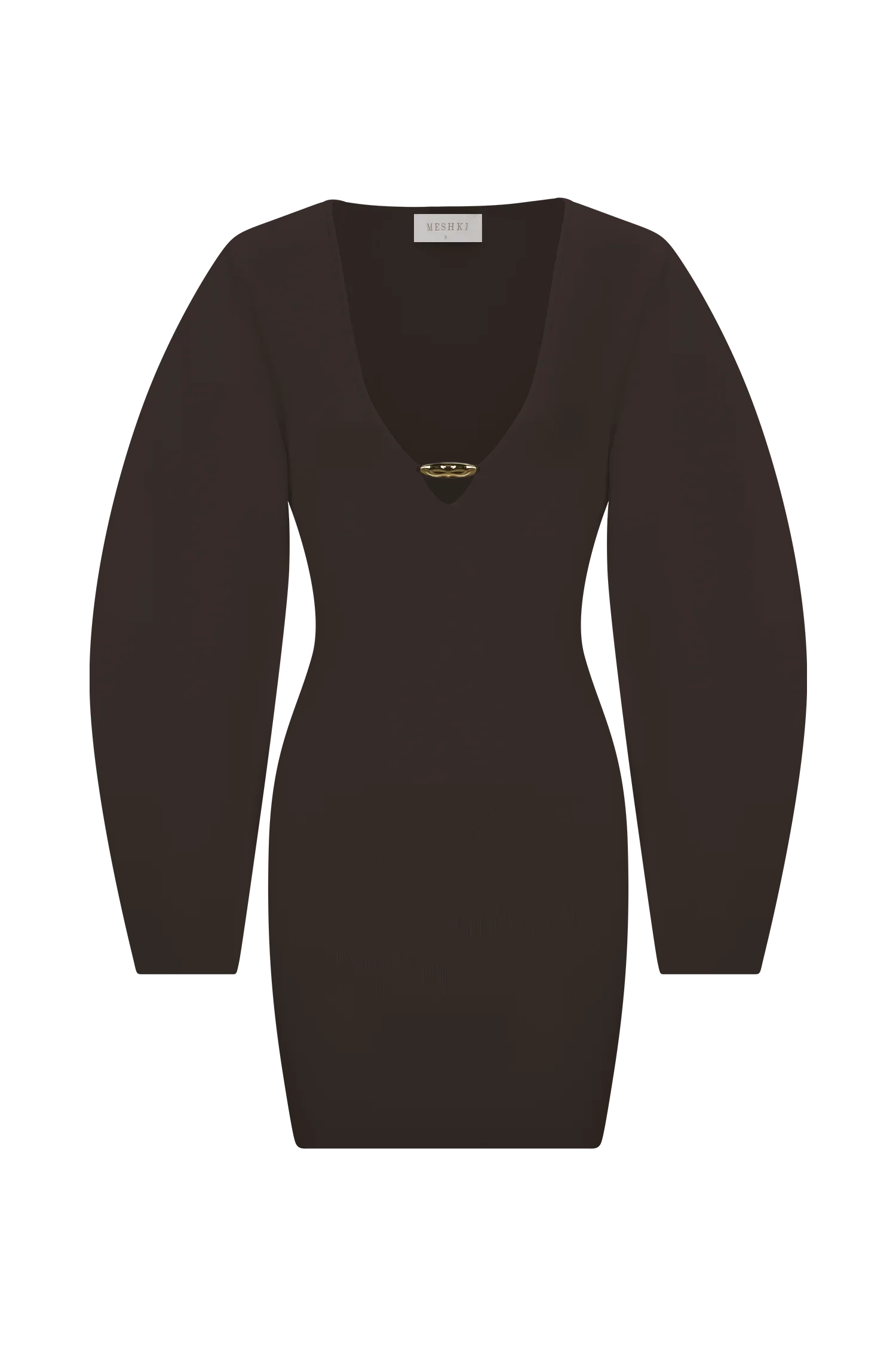 Billy Balloon Sleeve Knit Mini Dress Dark Chocolate