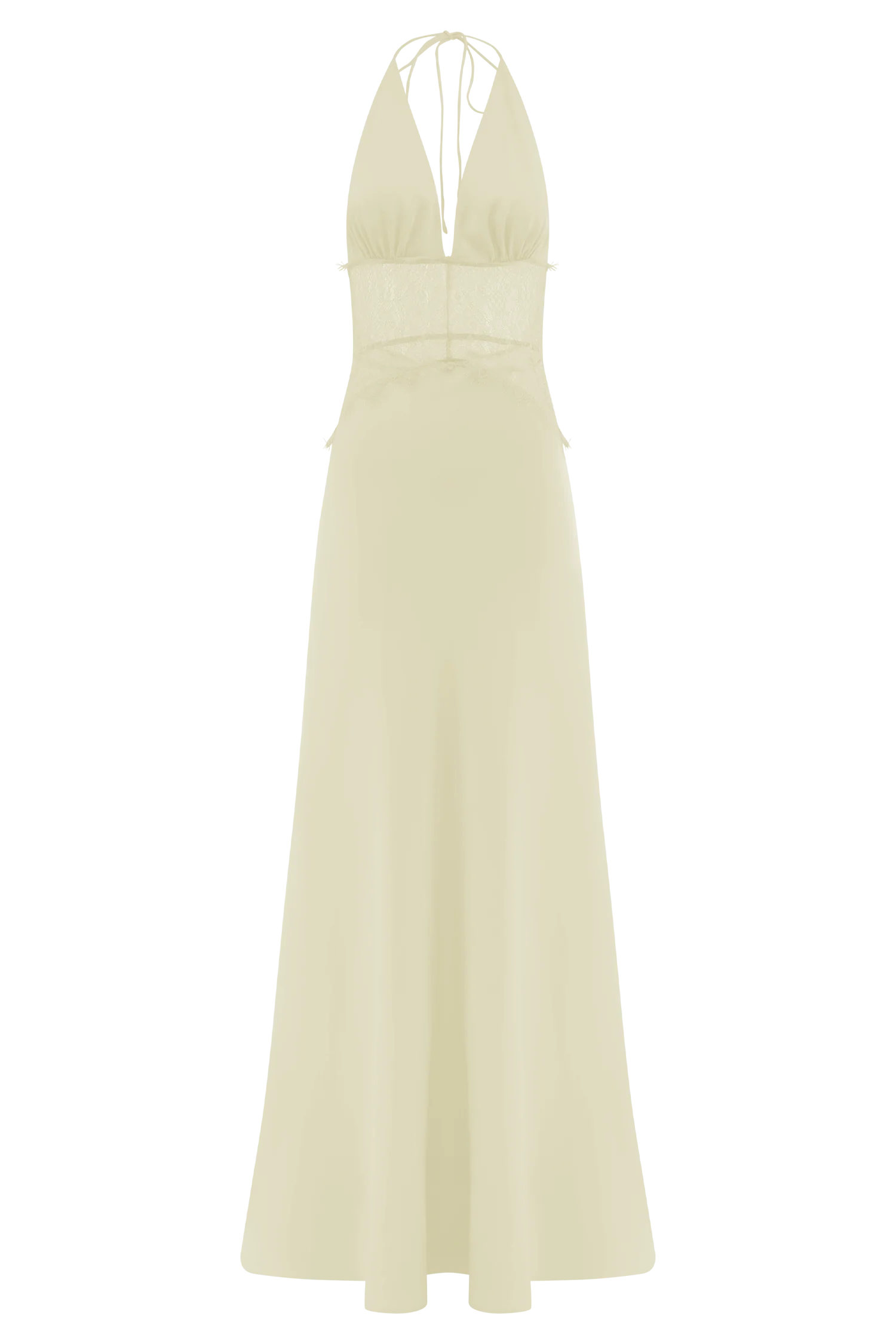 Dinah Lace And Satin Maxi Dress Lemon