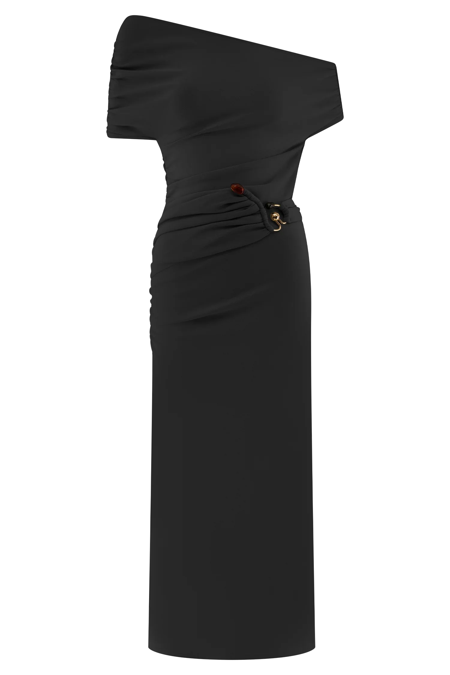 Kendra Scuba Jersey Midi Dress With Hardware Black