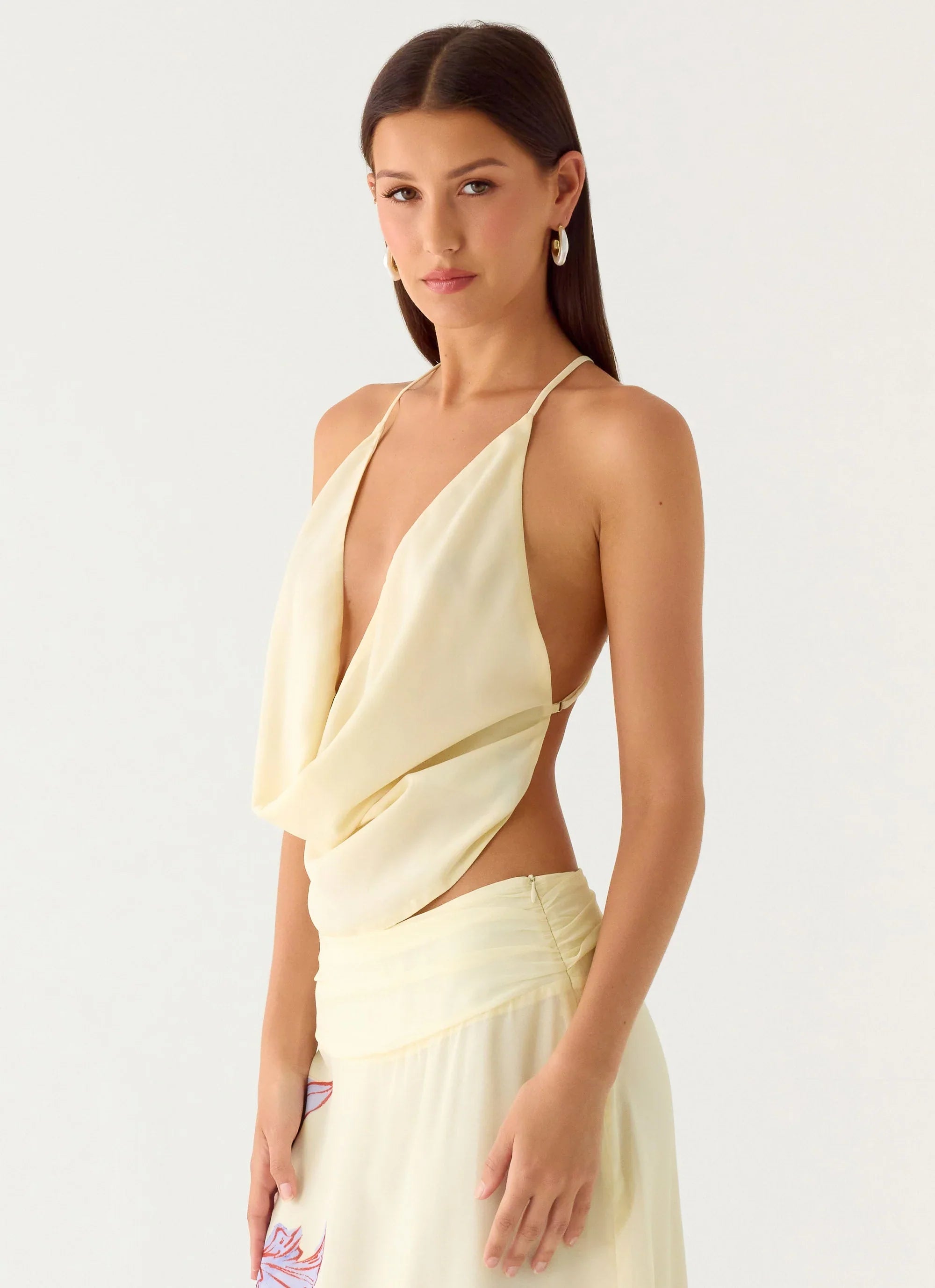 Sweet Charm Cowl Neck Top Ivory
