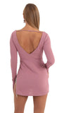 Crepe Rhinestone Slit Dress in Mauve